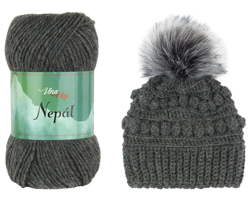Pletací / háčkovací příze Vlna-Hep NEPÁL 6235 šedá, jednobarevná, klasická 100g/190m