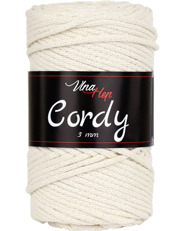 Pletací / háčkovací příze Vlna-Hep CORDY 3mm 8173 světle krémová, jednobarevná, 250g/100m