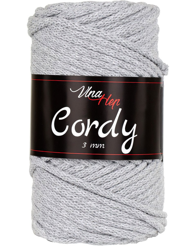 Pletací / háčkovací příze Vlna-Hep CORDY 3mm  8231 světle šedá, jednobarevná, 250g/100m