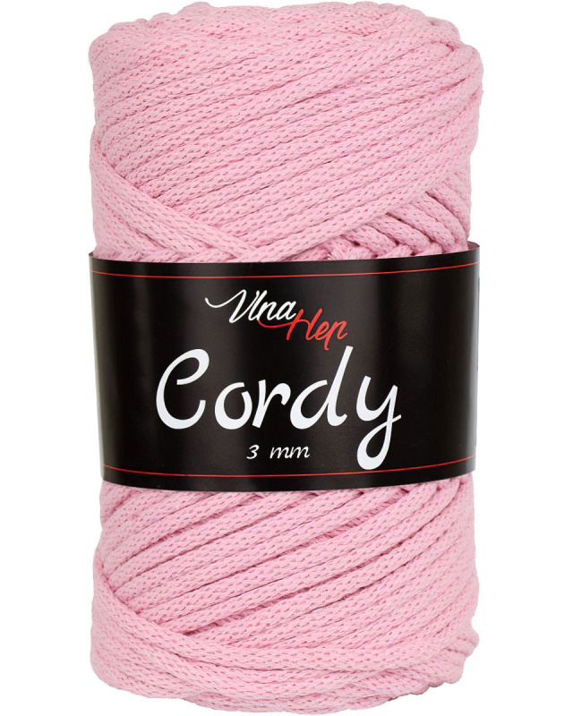 Pletací / háčkovací příze Vlna-Hep CORDY 3mm 8004 světle růžová, jednobarevná, 250g/100m
