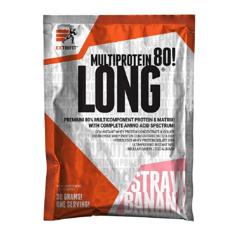 Extrifit Long 80 Multiprotein vzorek 30g - jahoda/banán