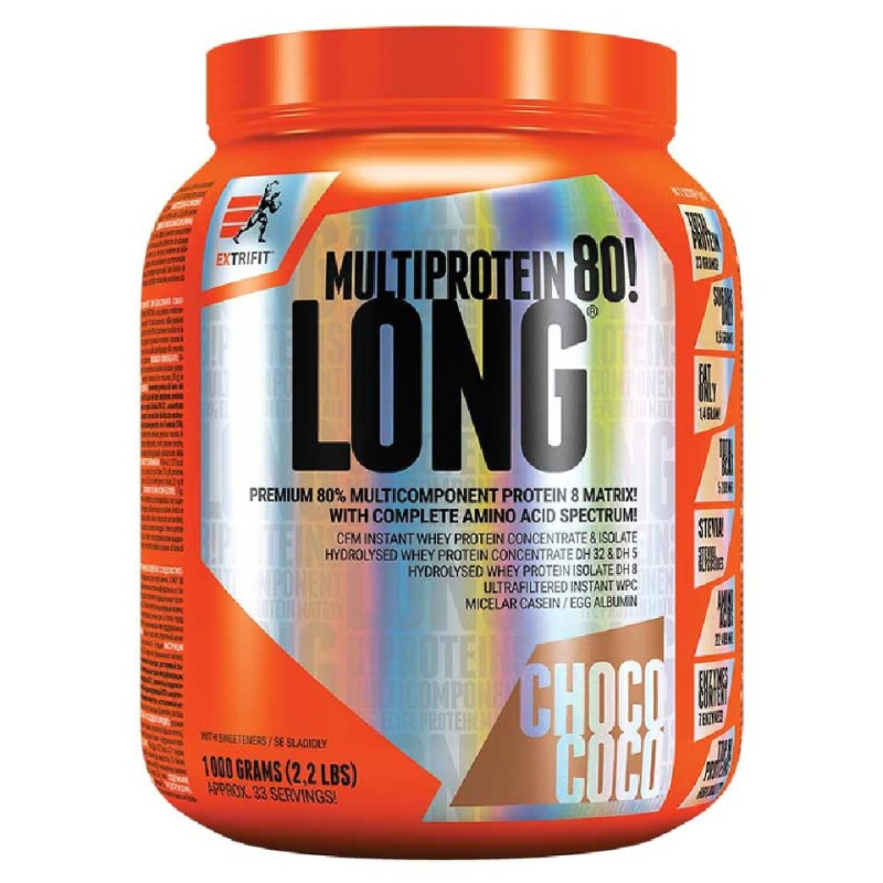 Extrifit Long 80 Multiprotein 1kg - čokoláda, kokos