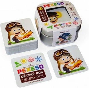 Pexeso Dětský rok - voděodolné, 64 karet v plechové krabičce 6x6x4cm