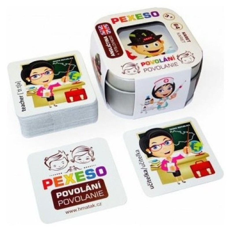 Pexeso Povolání voděodolné 64 karet v plechové krabičce 6x6x4cm