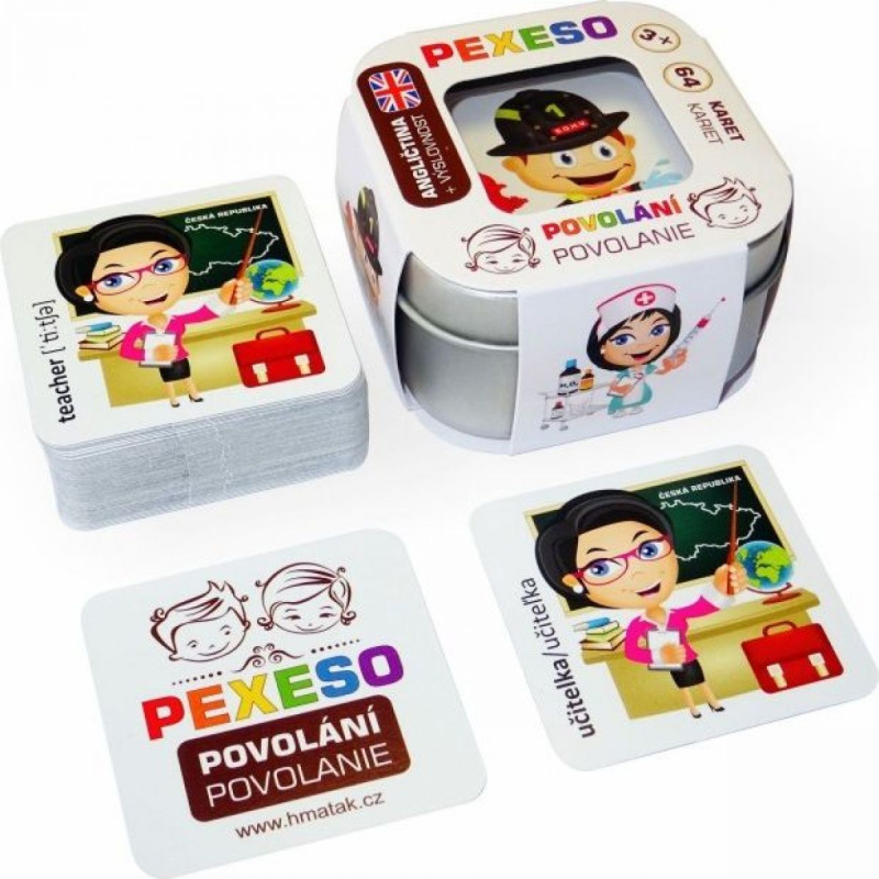 Pexeso Povolání voděodolné 64 karet v plechové krabičce 6x6x4cm
