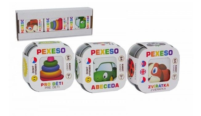 Pexeso 3ks Abeceda, Zvířátka, Pro děti společenská hra v krabičce 8x21x4cm Hmaťák