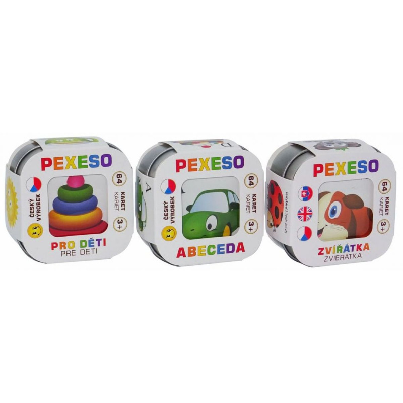 Pexeso 3ks Abeceda, Zvířátka, Pro děti společenská hra v krabičce 8x21x4cm Hmaťák