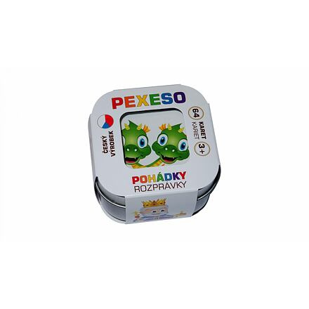 Pexeso Pohádky 64 karet společenská hra v plechové krabičce 6,5x6,5x4cm