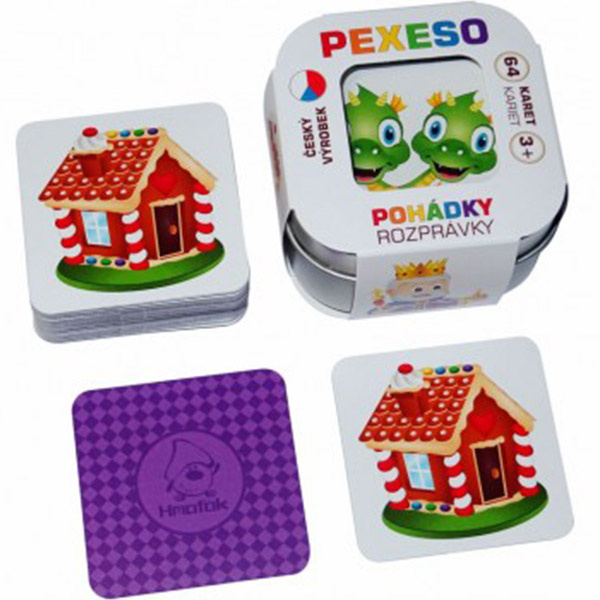 Pexeso Pohádky 64 karet společenská hra v plechové krabičce 6,5x6,5x4cm