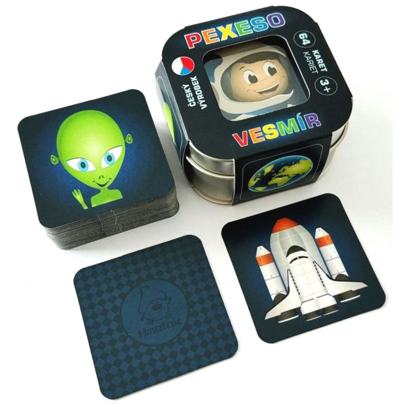 Pexeso Vesmír 64 karet v plechové krabičce 6x6x4cm