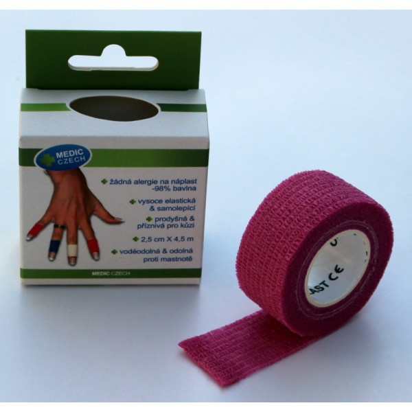 Medic Czech Rychlonáplast elastická 25 mm x 450 cm 1 ks růžová