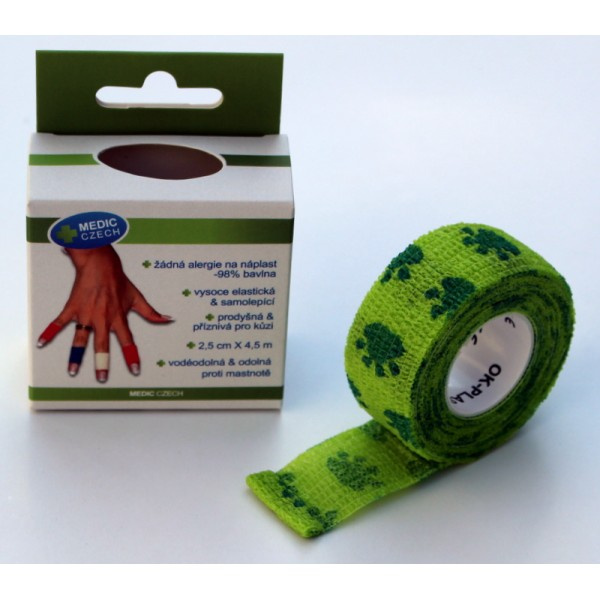 Medic Czech Rychlonáplast elastická 25 mm x 450 cm 1 ks zelená – tlapky