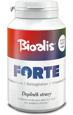 BIOALIS Forte- kozí kolostrum, betaglukan a vitamin C a D Počet kapslí: 120 kapslí