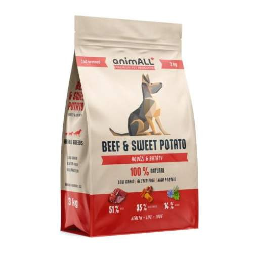 animALL Beef & Sweet Potato granule pro psy 3 kg