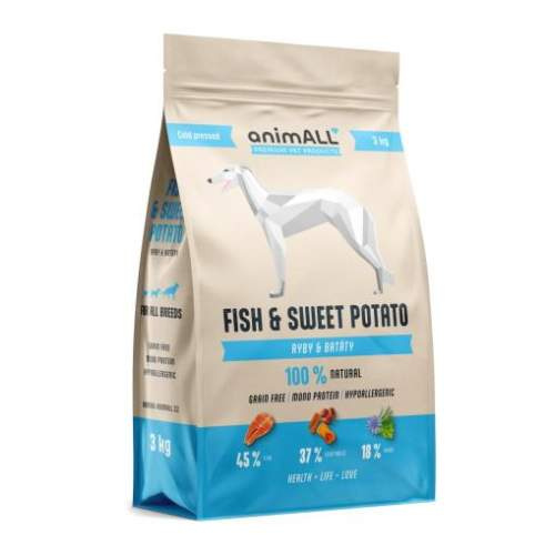 animALL Fish & Sweet Potato granule pro psy 3 kg