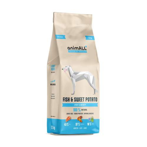 animALL Fish & Sweet Potato granule pro psy 12 kg