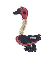 Hračka pes animALL Kachna s provazy kůže, barevná  31cm