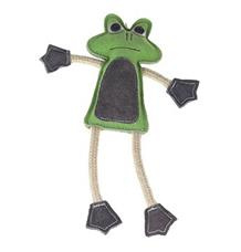 Hračka pes animALL Žába s provazy kůže, barevná  33cm