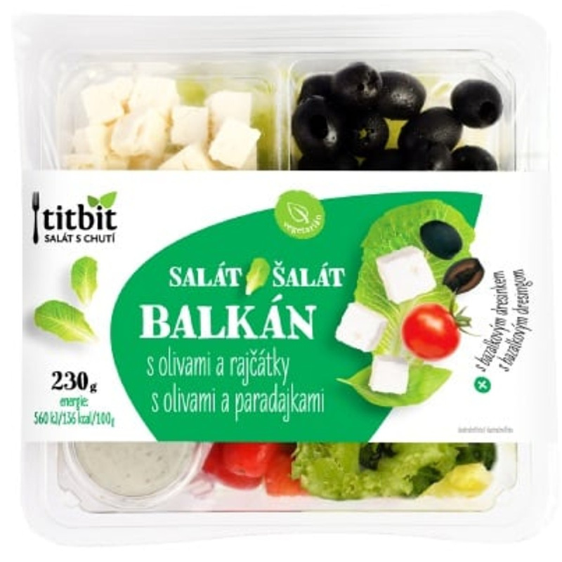 Titbit Salát balkán s olivami a rajčátky