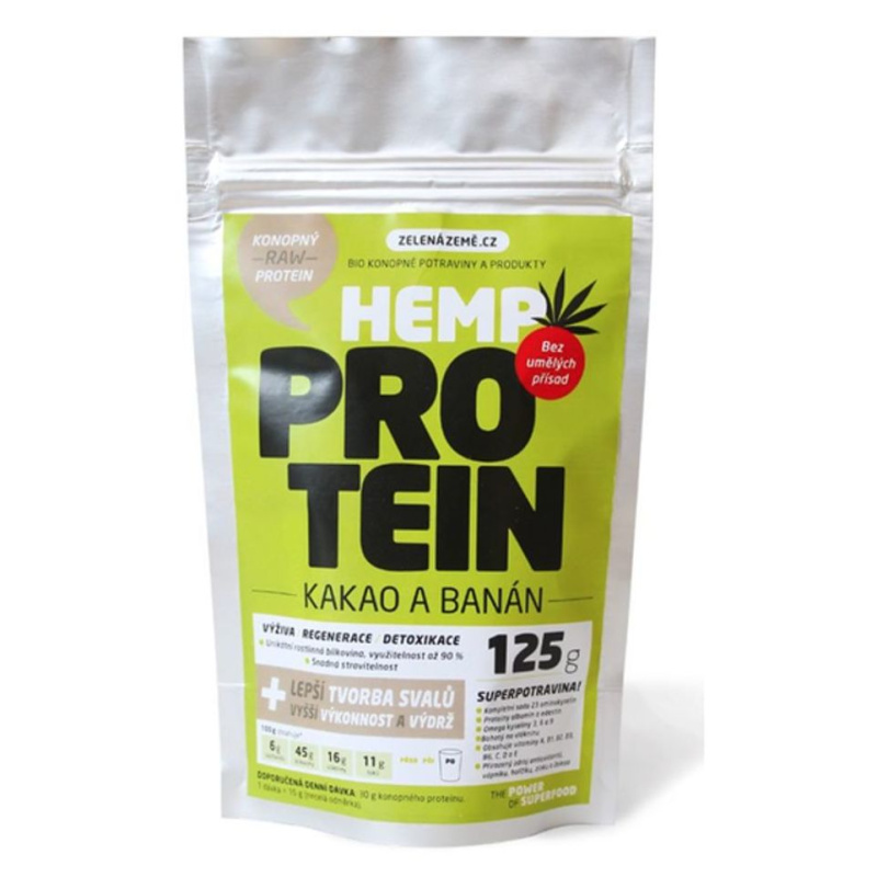 Zelená Země Konopný protein 125 g kakao s banánem