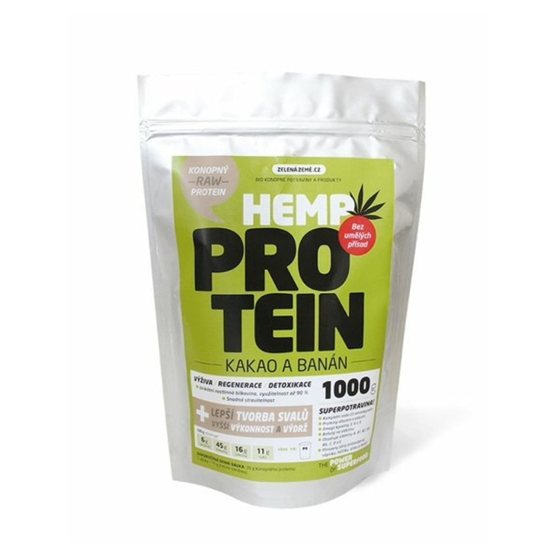 Zelená Země Konopný protein 1 kg kakao s banánem