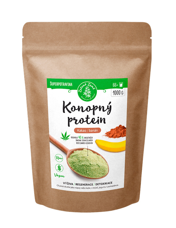 Zelená Země Konopný protein 1 kg kakao s banánem