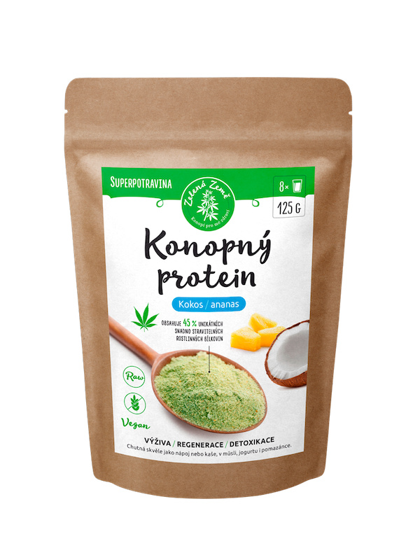Zelená Země Konopný protein 125 g kokos s ananasem