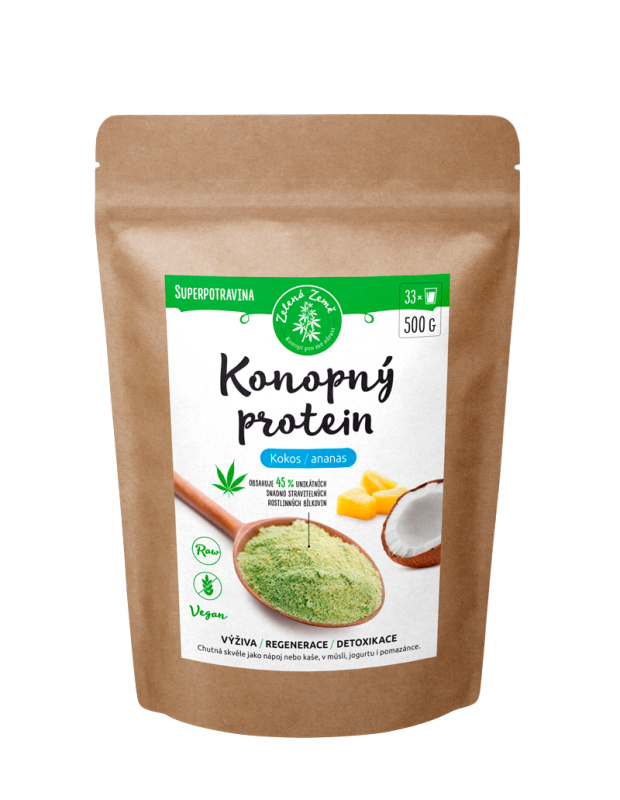 Zelená Země Konopný protein 500 g kokos s ananasem