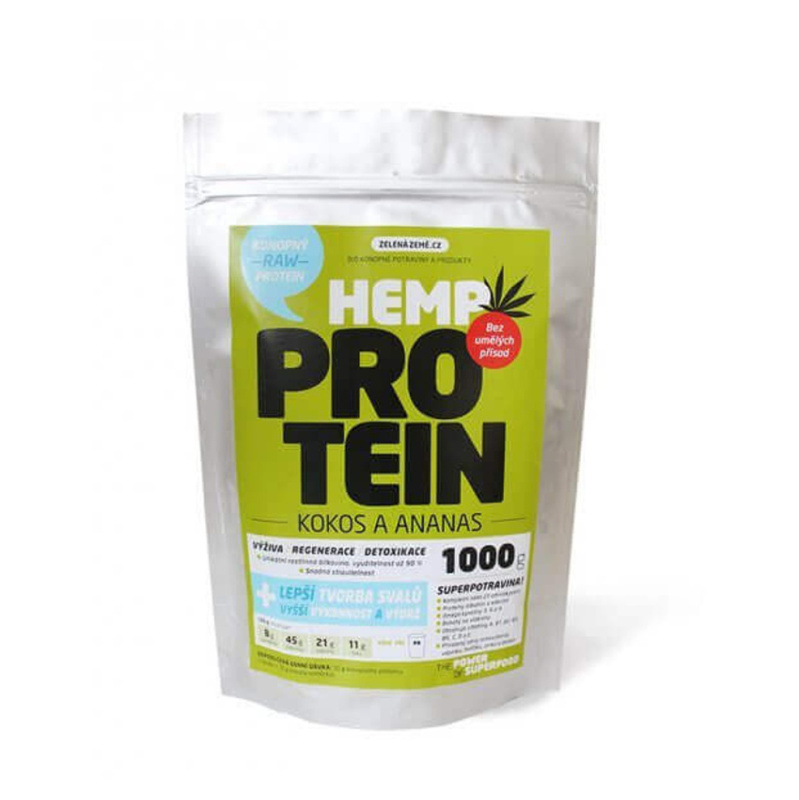 Zelená Země Konopný protein 1 kg kokos s ananasem
