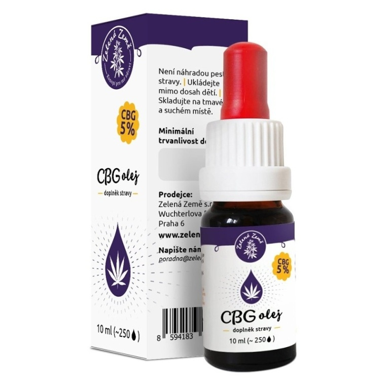 Zelená Země CBG konopný olej 5%, 10 ml