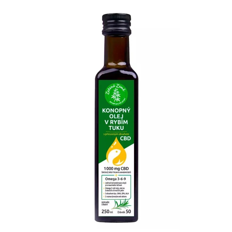 Zelená Země Konopný olej v rybím tuku s CBD, 250 ml