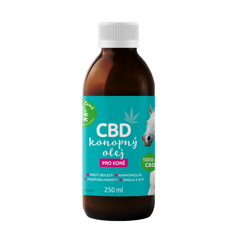 Zelená Země CBD olej pro koně 1000 mg, 250 ml