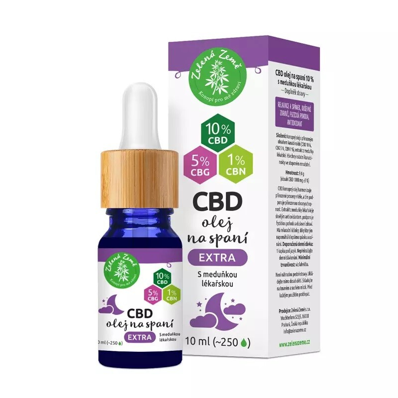 Zelená Země CBD kapky na spaní EXTRA, 10%, 10 ml