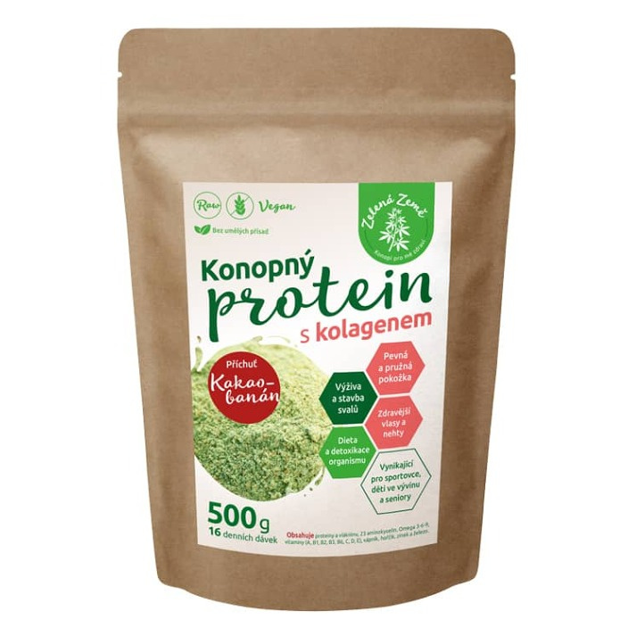 Zelená Země Konopný protein s kolagenem, 500 g