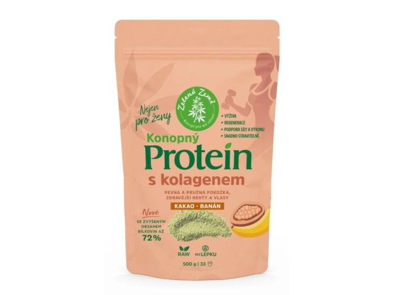 Zelená Země Konopný protein s kolagenem, 500 g