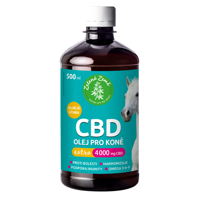 Zelená Země CBD olej pro koně Extra 4000 mg, 500 ml