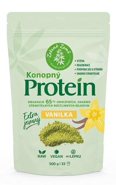 ZELENÁ ZEMĚ Konopný protein extra jemný s vanilkou 500 g