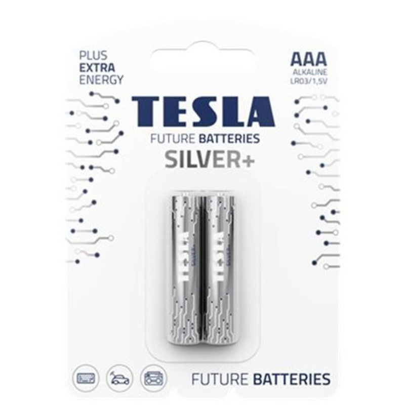 Alkalická tužková baterie AAA Tesla SILVER+ 2 ks, blistr