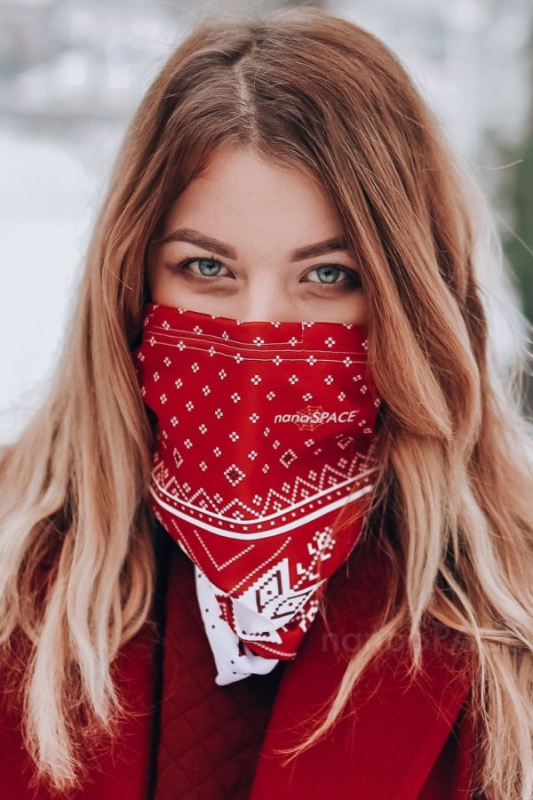 Antivirový šátek nanoSPACE - červený zimní