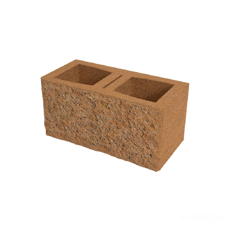 DITON Plotová tvárnice s fazetou A jednostranná okrová 38,5 x 19 x 19 cm