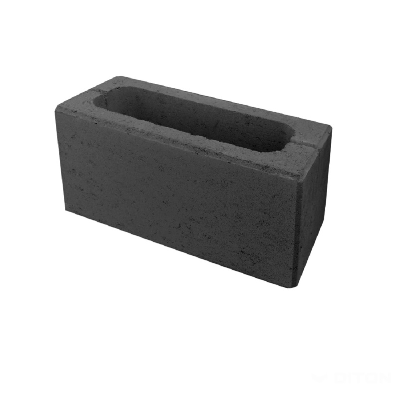 Tvárnice plotová hladká DITON H s fazetou černá 190×385×190 mm