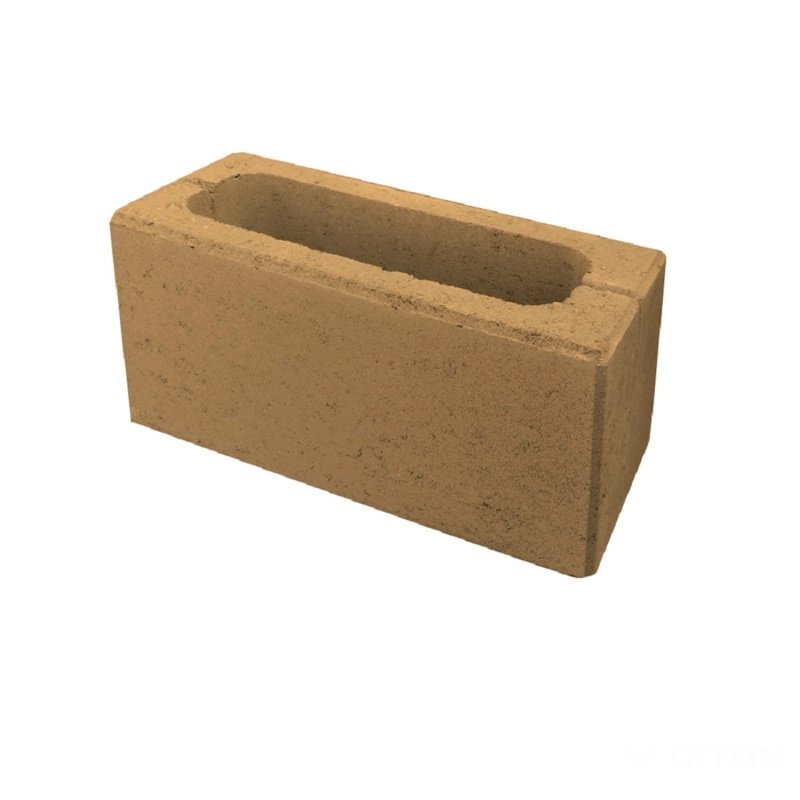 DITON Plotová tvárnice s fazetou H hladká okrová 38,5 x 19 x 19 cm