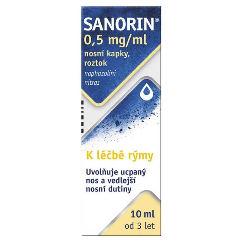 SANORIN 0,5MG/ML Nosní kapky, roztok 1X10ML