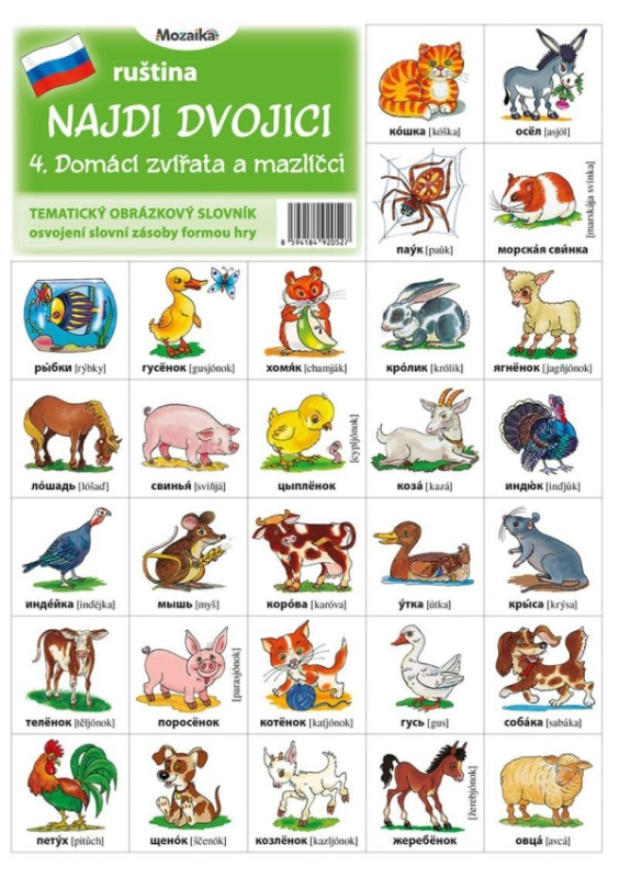 Najdi dvojici - Ruština - 4. Domácí zvířata a mazlíčci INFOA International s.r.o.