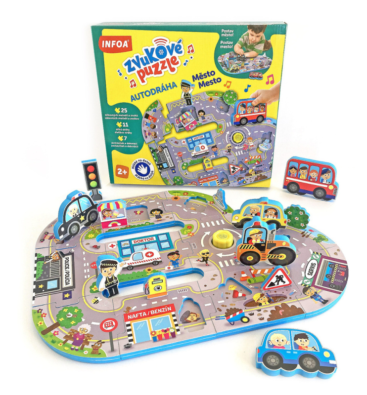Zvukové puzzle - Autodráha - Město / Mesto (CZ/SK vydanie)