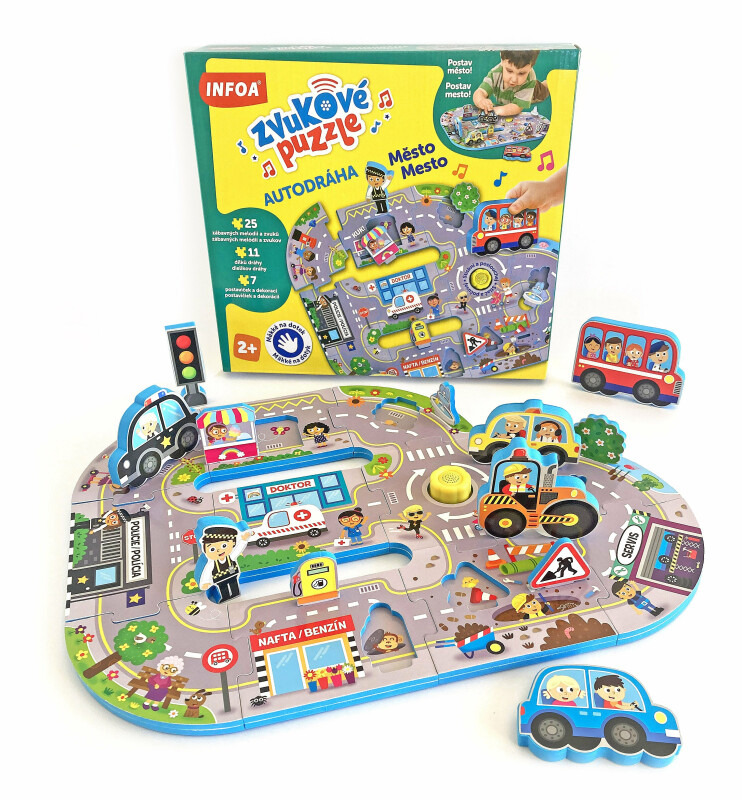 Zvukové puzzle - Autodráha - Město / Mesto (CZ/SK vydanie)