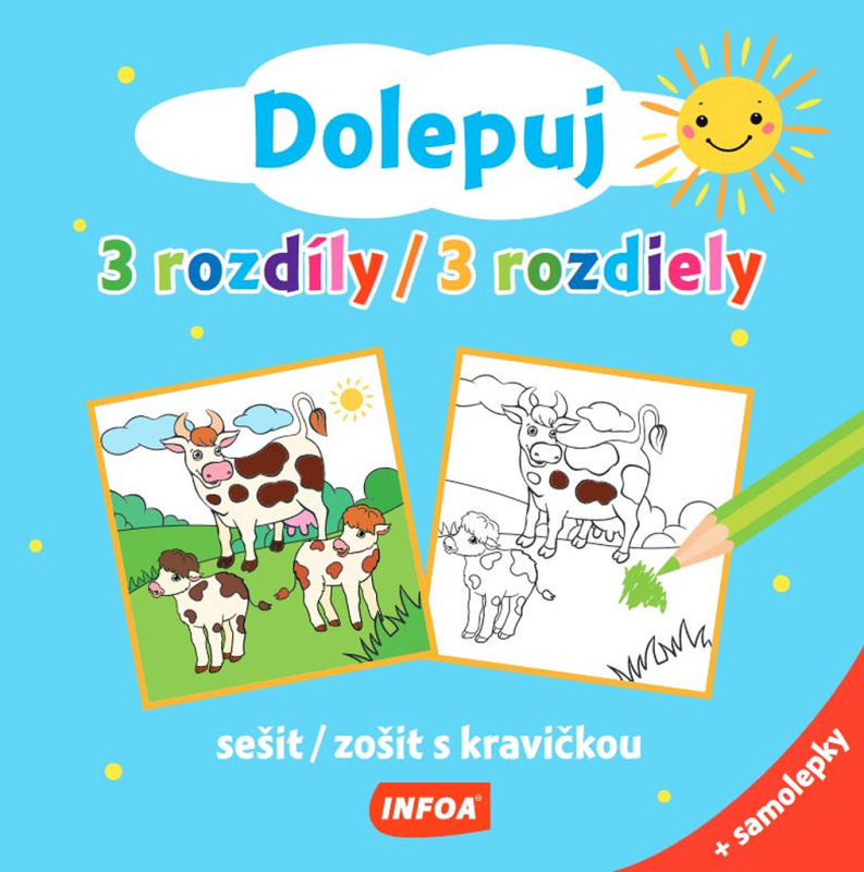 Dolepuj 3 rozdíly - sešit s kravičkou + samolepky