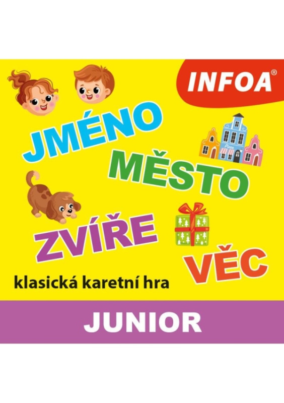 Jméno, město, zvíře, věc Junior (klasická karetní hra) - hra z kategorie Karty, pexeso