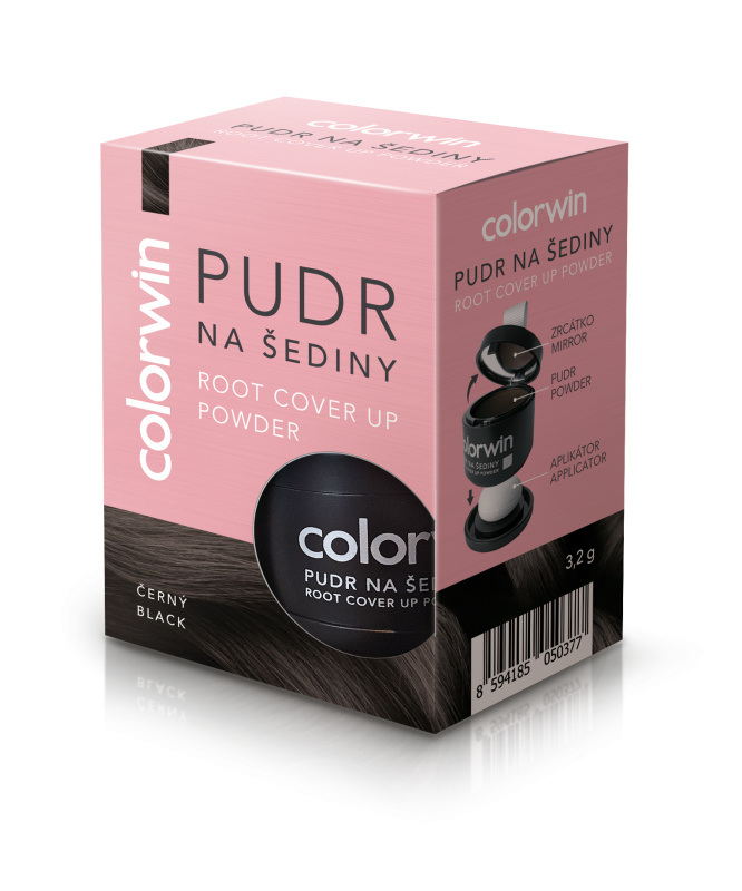 Colorwin Pudr pudr na vlasy pro objem a zakrytí šedin odstín Black 3,2 g