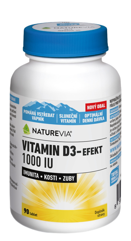NatureVia Vitamin D3-Efekt 1000 IU tbl.90
